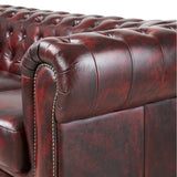 Max Chesterfield 2 Seater Sofa Lounge Genuine Leather Antique Red