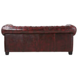 Max Chesterfield 3 Seater Sofa Lounge Genuine Leather Antique Red