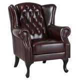 Max Chesterfield Winged Armchair Genuine Leather Antique Red