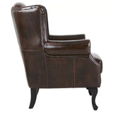 Max Chesterfield Winged Armchair Ottoman Footstool Antique Brown