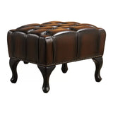 Max Chesterfield Winged Armchair Ottoman Footstool Antique Brown