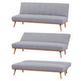 Monroe 3 Seater Sofa Futon Bed Fabric Lounge Couch - Grey