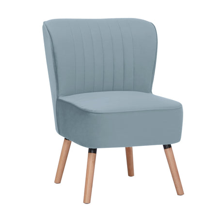 Drew 1 Seater Armchair Fabric Upholstered - Light Blue