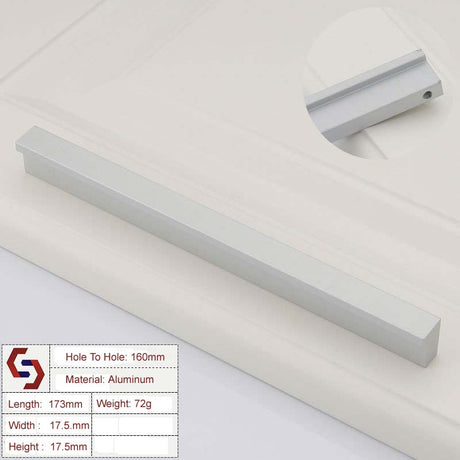 Aluminium Kitchen Cabinet Handles Drawer Bar Handle Pull Silver160mm