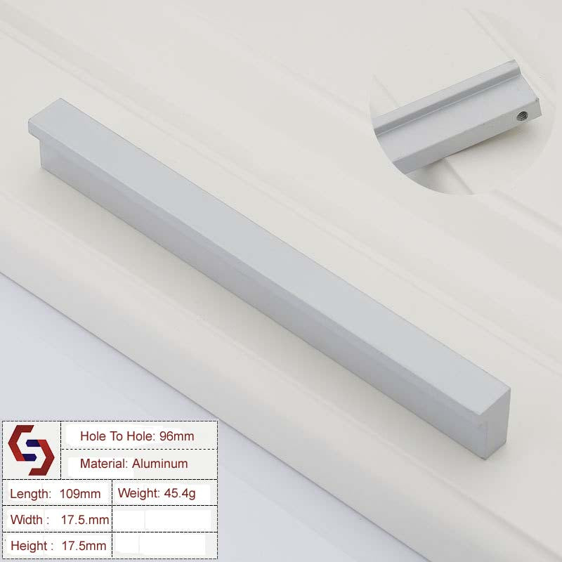 Aluminium Kitchen Cabinet Handles Drawer Bar Handle Pull Silver 96mm