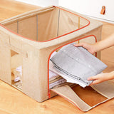 100L Cloth Storage Box Closet Organizer Storage Bags Clothes Storage Bags Wardrobe Organizer Idea CREAM