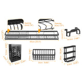65cm 3 tier Over Single Sink Dish Drying Rack Drainer Kitchen Cutlery Holder Storage Organizer
