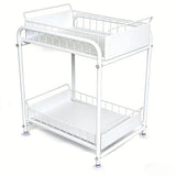 2 Tier Under Sink Storage Rack Kitchen Organizer Steel Frame with Removable Baskets & Suction Feet White