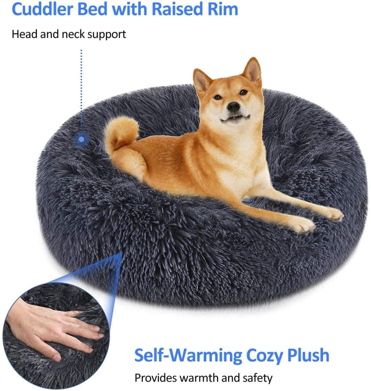 Soft Dog Bed Round Washable Plush Pet Kennel Cat Bed Mat Sofa Small 50cm