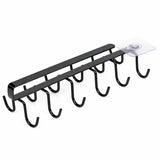 Under Cabinet Mug Holder 12 Hooks No Drill Cup Rack Organizer for Kitchen Storage Black