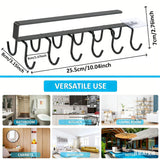 Under Cabinet Mug Holder 12 Hooks No Drill Cup Rack Organizer for Kitchen Storage Black