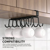 Under Cabinet Mug Holder 12 Hooks No Drill Cup Rack Organizer for Kitchen Storage Black