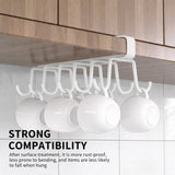 Under Cabinet Mug Holder 12 Hooks No Drill Cup Rack Organizer for Kitchen Storage White