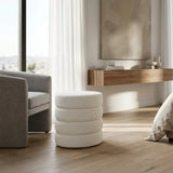 Interior Ave - Cleo White Boucle Ottoman