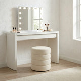Interior Ave - Cleo White Boucle Ottoman