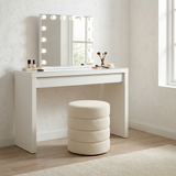 Interior Ave - Cleo White Boucle Ottoman