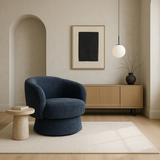 Interior Ave - Celine Swivel Armchair – Chenille Denim Blue