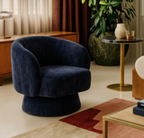 Interior Ave - Celine Swivel Armchair – Chenille Denim Blue