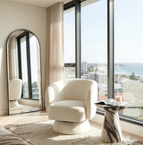 Interior Ave - Celine Swivel Armchair – Chenille Pearl White