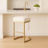 Interior Ave - Royale Oatmeal Tweed Linen Kitchen Bar Stool