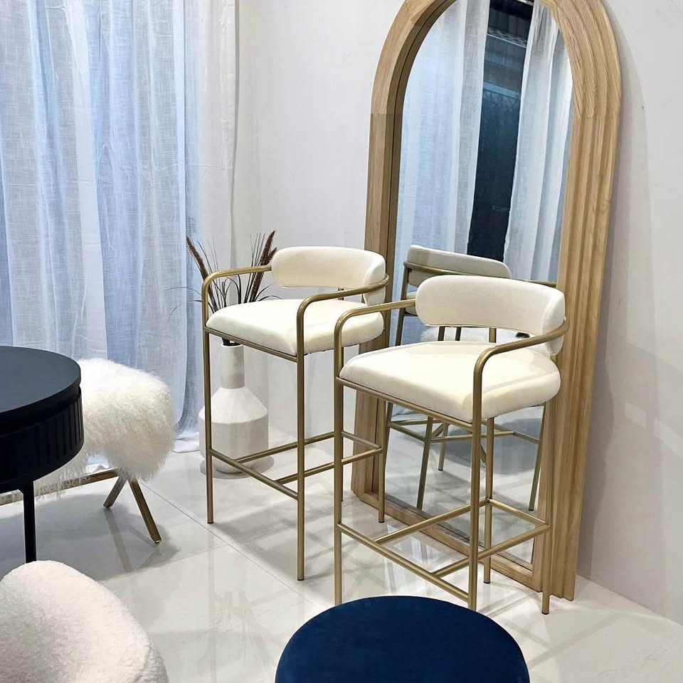 Interior Ave - Allegra White Linen Kitchen Bar Stool