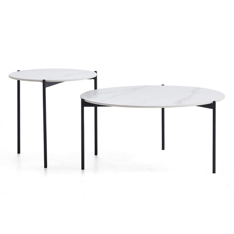 Interior Ave - Bianco Nested Coffee Table Set - White Marble Stone