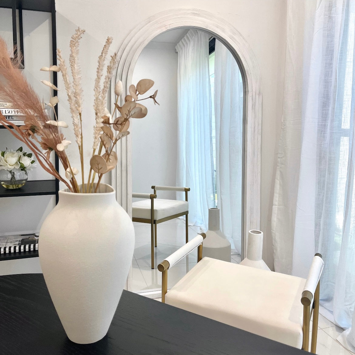 Interior Ave - Sierra Arched Mirror – Beach White | Sculptural Full-Length Mirror