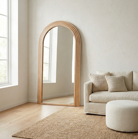 Interior Ave - Sierra Arched Step Mirror – Signature Sculptural Natural Wood Statement Piece