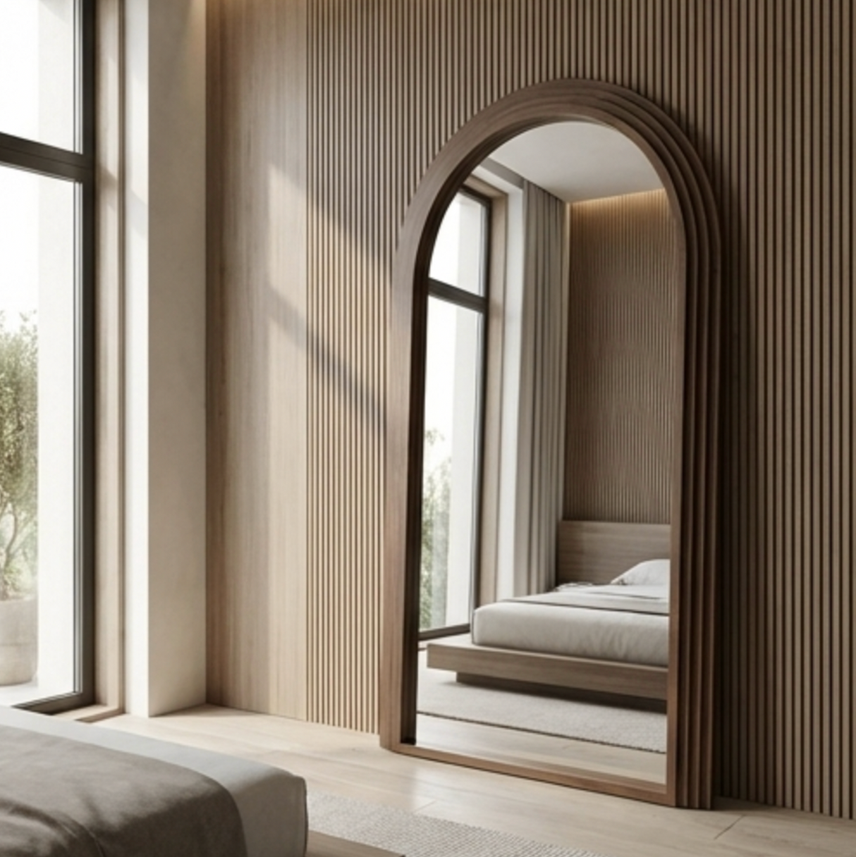 Interior Ave - Sierra Arched Step Mirror – Signature Sculptural Walnut Statement Piece