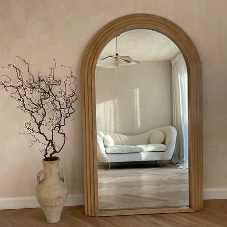 Interior Ave - Sierra Arched Step Mirror – Signature Sculptural Oak Wood Statement Piece