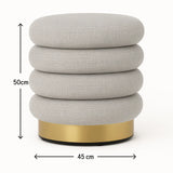 Interior Ave - Roma Round Tweed Ottoman / Footstool – Light Grey