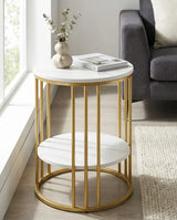 Interior Ave Cleo Gold Two Shelf Stone Side Table
