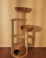 Whisker Wonderland Premium Eco Bamboo Cat Tree Large - Natural Bamboo Structure, Safe & Stable, Multi-Functional Cat Furniture, Climbing & Scratching