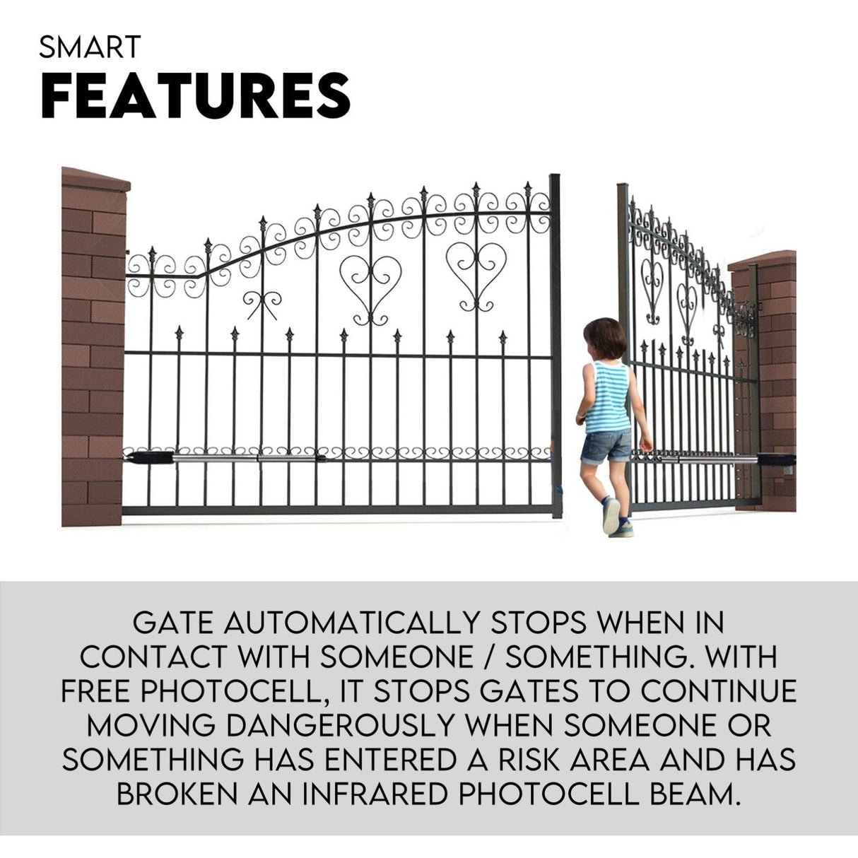 Full Solar Automatic 40W Double Swing Gate Opener Remote Keypad Control