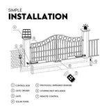 40W Full Solar Powered Automatic Remote Single Swing Gate Opener Battery