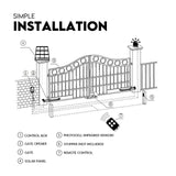 40W Full Solar Powered Automatic Remote Single Swing Gate Opener Battery