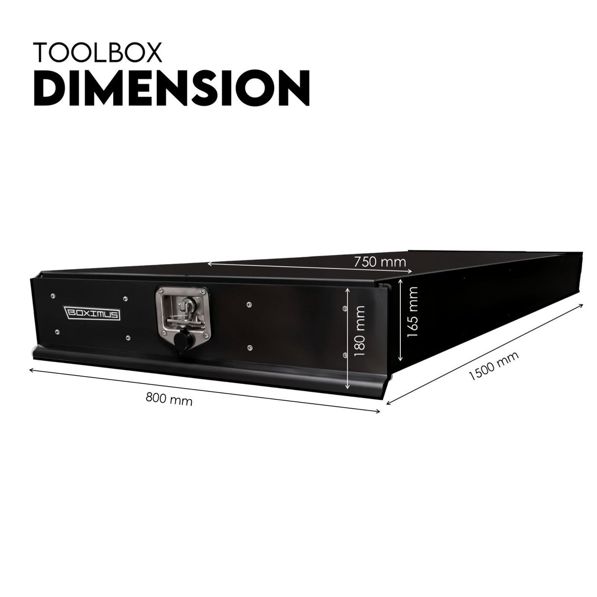 Under Tray Body Tool Box Trundle Drawer 1500 Long UTE Truck ToolBox Black