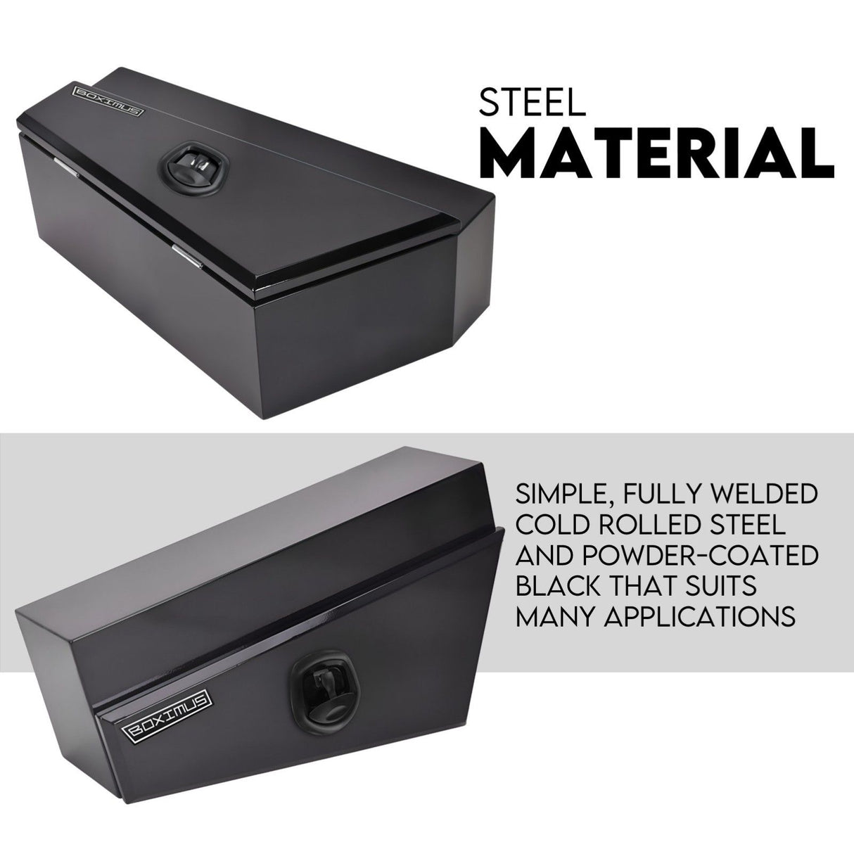 Under Tray Tool Box Underbody Pair Set 750mm Black Steel