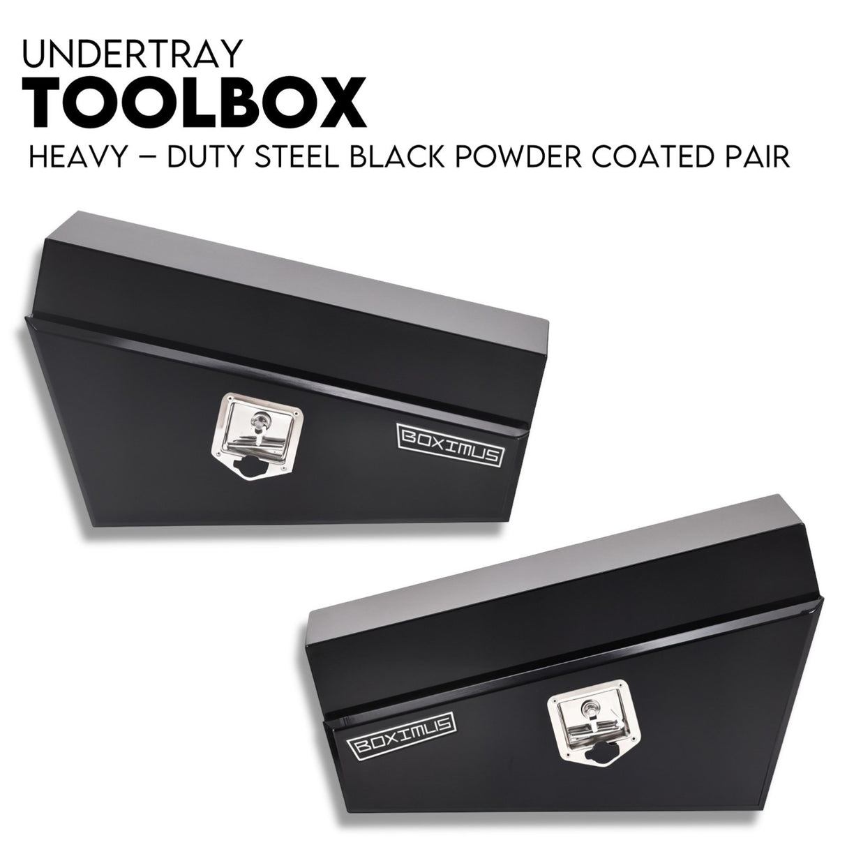 Under Tray Tool Box Underbody Pair Set 750mm Black Steel