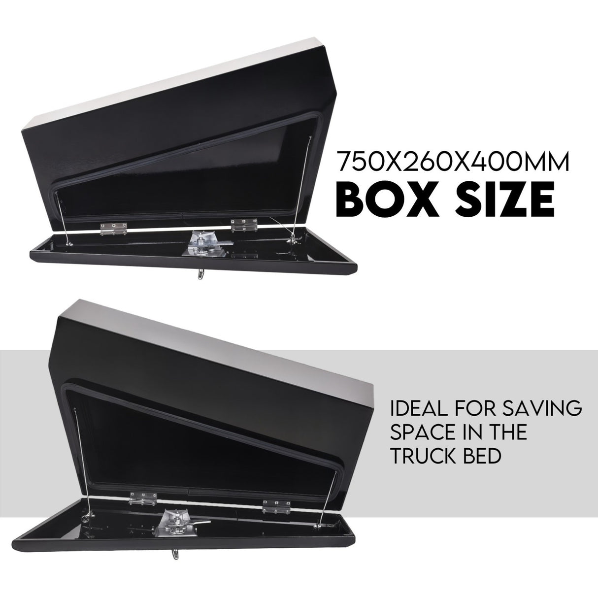 Under Tray Tool Box Underbody Pair Set 750mm Black Steel