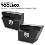 Under Tray Tool Box Underbody Pair Set 600mm Black Aluminium