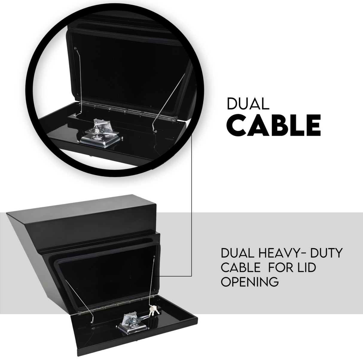 Under Tray Tool Box Underbody Pair Set 600mm Black Aluminium