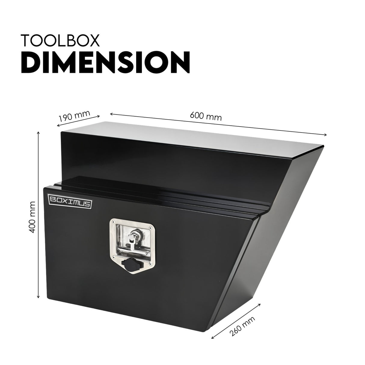 Under Tray Tool Box Underbody Pair Set 600mm Black Aluminium