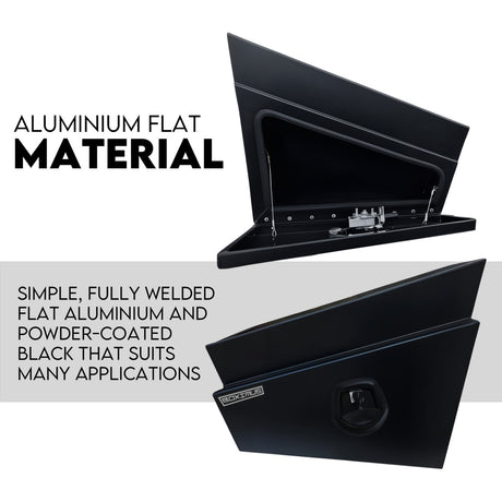 Under Tray Tool Box Underbody Pair Set 600mm Black Aluminium