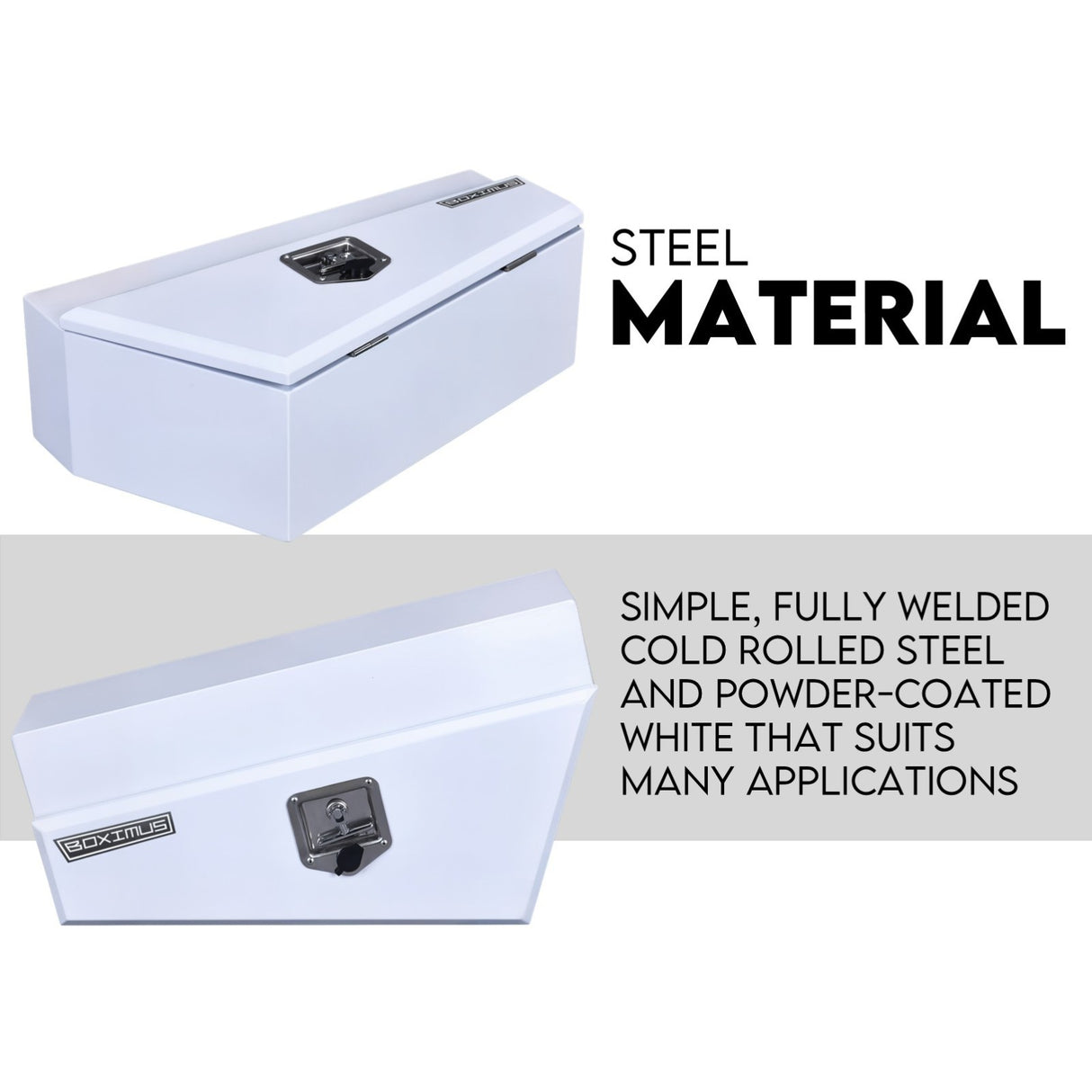 Under Tray Tool Box Underbody Pair Set 750mm White Steel