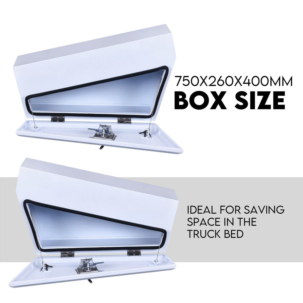 Under Tray Tool Box Underbody Pair Set 750mm White Steel