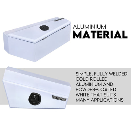 Under Tray Tool Box Underbody Pair Set 750mm White Aluminium
