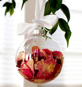 10 x Glass Bauble 8cm Diameter Round Clear with Silver Cap - table or tree centrepice personal memory theme craft gift