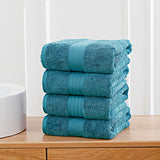 Linenland 4 Piece Cotton Bath Towels Set - Blue