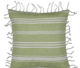 Pack of 4 Fresh Green & White Striped Cushion Cover with white knotted edging